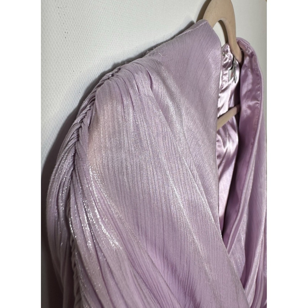 MSRP $880 Badgley Mischka Draped Dolman Sleeve Chiffon Gown Sz 2 Lavender Lilac - Picture 10 of 13